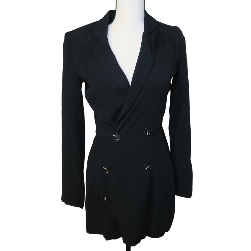 Reformation Button Down Blazer Dress Black‎ Classic